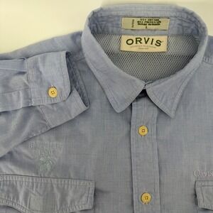 Orvis Blackberry Farm Mens L Blue Button Down Fishing Shirt‎